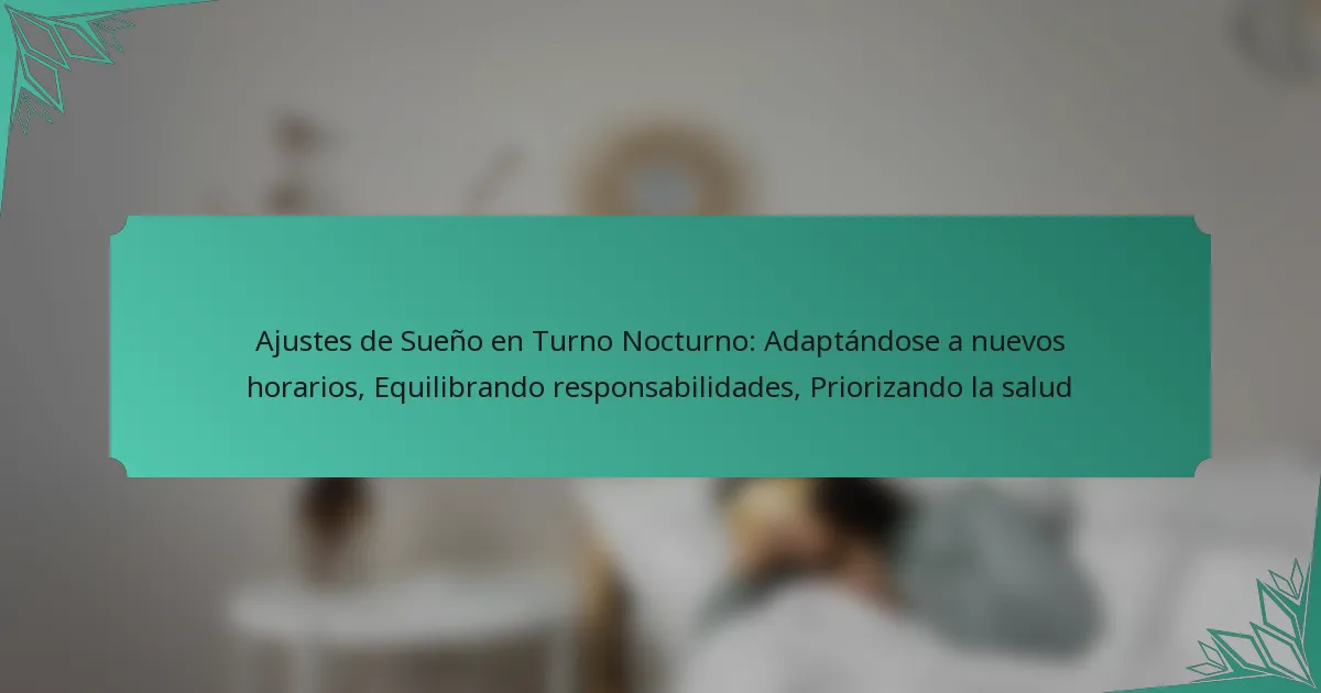 Ajustes de Sueño en Turno Nocturno: Adaptándose a nuevos horarios, Equilibrando responsabilidades, Priorizando la salud