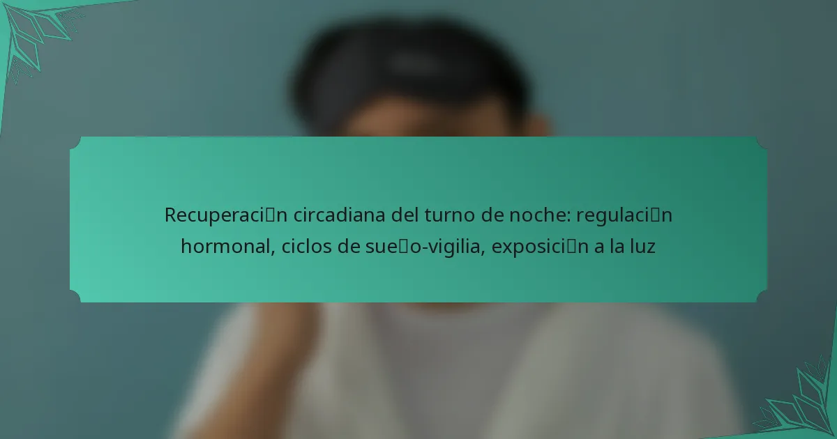 Recuperación circadiana del turno de noche: regulación hormonal, ciclos de sueño-vigilia, exposición a la luz